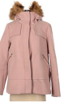 Women Short Coat With Textured Hood Pink Size M NWT