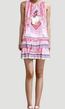 Hemant & Nandita Pink White Esoteric Tunic Mini Dress Size Small
