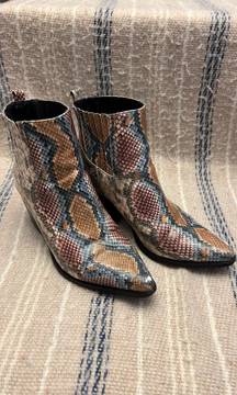 Snake Print Ankle Boots