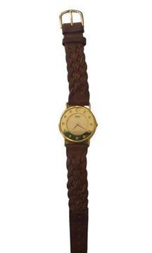 VTG Ladies Seiko Quartz Gold Tone Watch Brown Leather Braided StrP/Band Casual