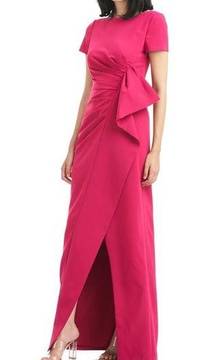 Kay Unger Franca Column Gown with Bow Pink Sangria Size 0