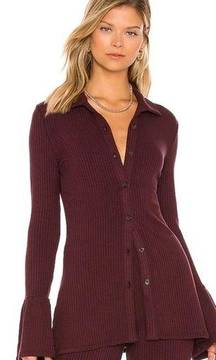 N Philanthropy red burgundy ribbed button front Sia shirt size medium