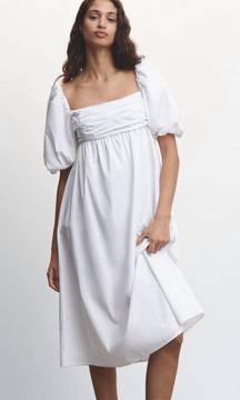 puffed sleeves cotton dress