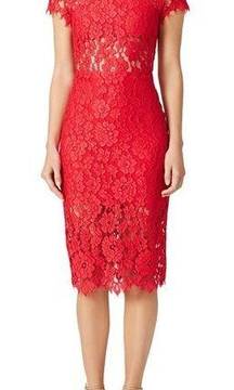 Alexis Leona Lace Sheath Midi Dress Short Sleeve Red Size XS