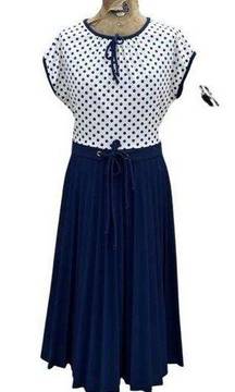 Vintage Blue Polka Dot 60s Large Dress