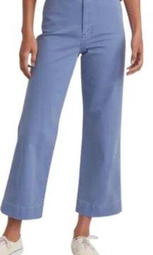 Madewell Womens Bridget Slim Wide Leg Crop Pants Size 10 Marlin Blue