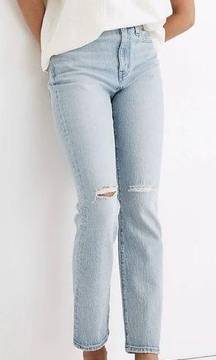 Madewell The High-Rise Slim Crop Boyjean in Dumas Wash: Ripped Edition