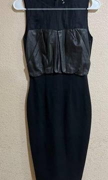 L’Agence black leather wool sheath dress - SAMPLE