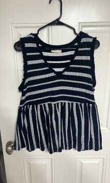 Navy Striped Babydoll Top