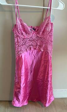 Pink Lace Silk Dress