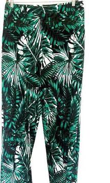 D&Co Beach Pull-On Womens Pants Size LT Palm Branches Tropical Green Tall Beachy