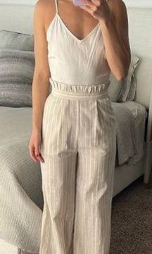 Lydelle Jumpsuit - cream and tan