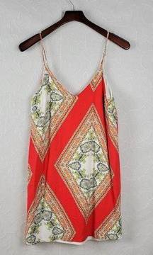 Renee C. Womens Shift Dress Size L Red Bandana Print Spaghetti Strap Scoop Neck