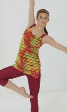 Revolution Dancewear Burgundy, Red, Yellow, & Green Leotard