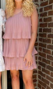 Mauve/Pink Ruffled Mini Dress