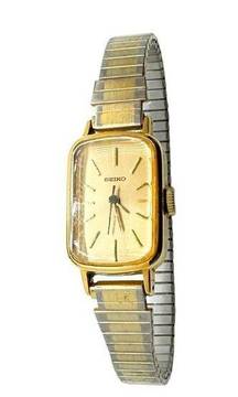 Seiko Women's Wristwatch Rectangle Manual Wind Analog Silver and Gold