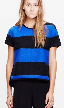 Blue & Black Brushed Rugby Boxy Top