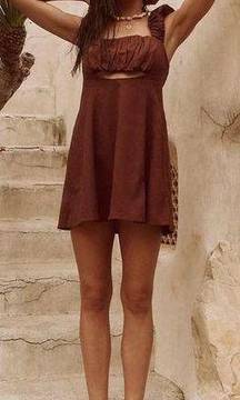 Free People Bom Bom Island Mini Dress in Chocolate Love