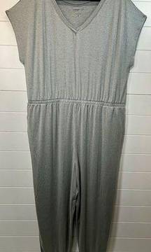 Cuddl Duds Comfort Wear Jumpsuit Gray Womens Sz 2X V-Neck Comfy Cozy