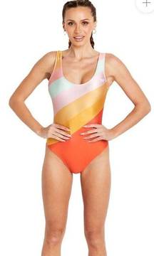 Pastel Retro Sport Slim Fit One-Piece Swimsuit $80 NWOT L