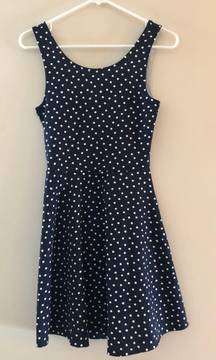 Navy Blue Polka Dotted Dress