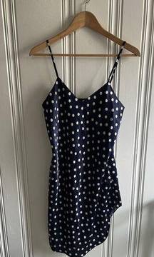 white polka dot slip dress small