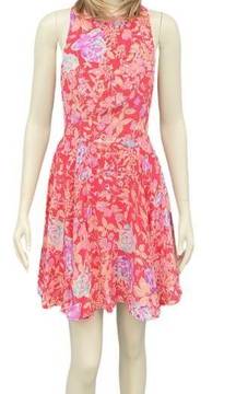 Yumi Kim Silk Cross-back floral mini dress in Coral size XS NWT