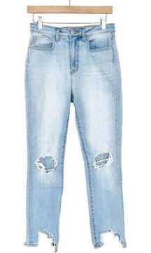 L'Agence High Line Distressed Skinny Jeans Raw Hem Sz 28