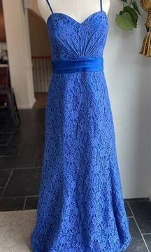 Christina Wu Cobalt Blue Lace Satin Mermaid Dress Tulip Hem Formal Prom 22