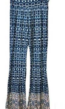 Earthbound Boho Print Flare Bell Bottoms Leggings Blue XL