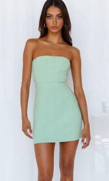 Green Strapless Ribbed Dress