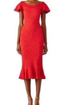 Opening Ceremony Lotus Jacquard Medallion Midi Dress Red Sheath Womens Size S