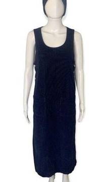 Retro  Women’s Blue Sleeveless Corduroy Maxi Dress