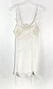 Cream White Mesh Lace Longline Lingerie Slip Top Tunic USA Made M