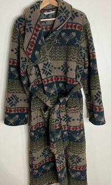 VTG Woolrich Navajo Open Coat Sherpa Jacket Long Aztec Trench Western S/M 90s