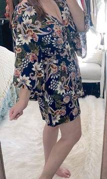 Aryeh blue floral boho romper size large