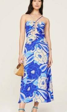 Blue Tropical Groove Midi Dress