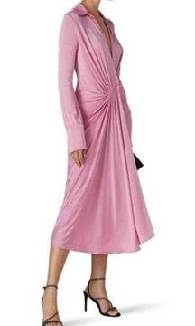 Dodo Bar Or Lorenne pink draped long sleeve midi dress
