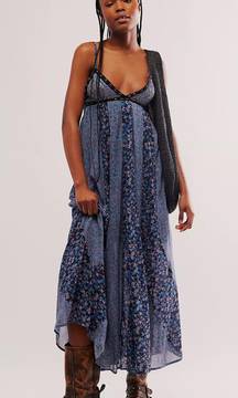 Forever Time Maxi Dress Black Combo Flowy Floral Size Small NWT