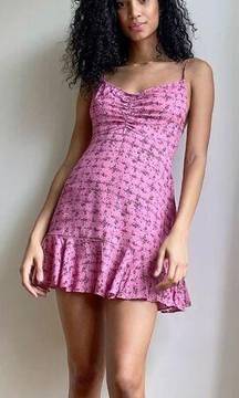 NEW Intimately Free People Caught Up Printed Slip Dress, Pink, XL