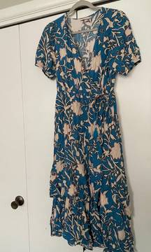 Blue Floral Wrap Dress