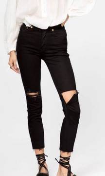 NWT  90s High Rise Loose In Jet Black With Rips