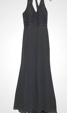 Christina Wu Bridesmaid Dress Charcoal‎ Grey Gray Halter Backless Formal Prom 6