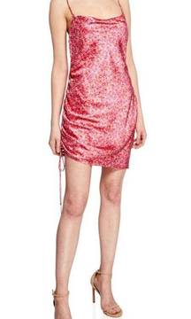 NWT Cinq A Sept Astrid Ditsy Satin Cocktail Dress Pink Floral Mini Ruching 12