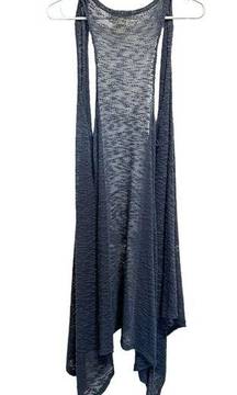 PPLA Navy Blue Sleeveless Open Knit Duster Boho Bohemian Layering large