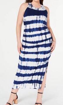 TIE DYED MAXI DRESS NAVY XS NWT