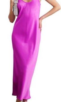 New L'AGENCE Akiya Satin Slip Midi Dress Pink Size S