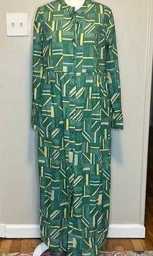 Tuckernuck Lydell Button Down Maxi Shirt Dress Green Line Print NWT Size Small