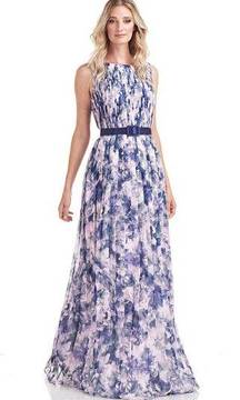 Kay Unger New York Womens Luisa Floral Long Summer Maxi Dress Gown Sz 2