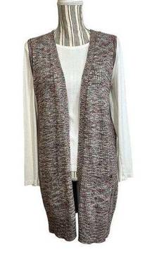 Spense Grey Rusty Red Sweater Cardigan Sleeveless with pockets XL